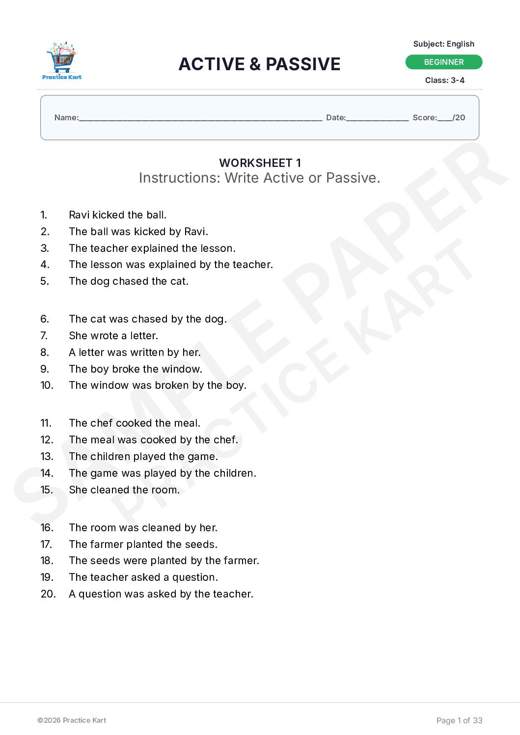 English – ActivePassive – Free Sample