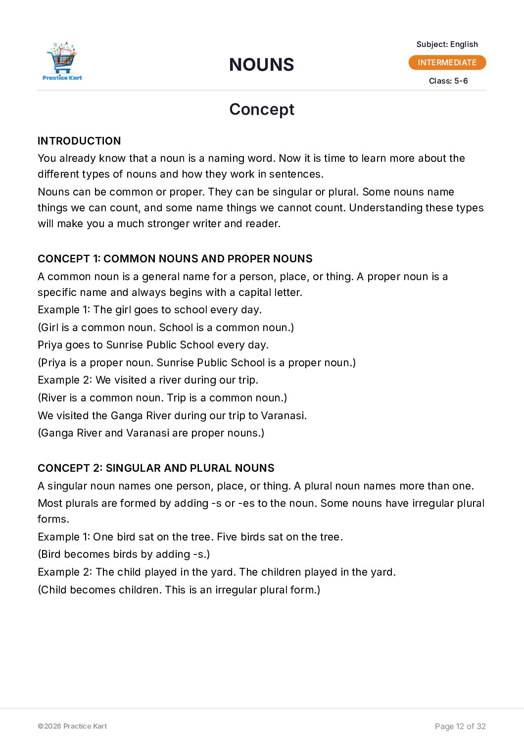English – Nouns – Intermediate Pack
