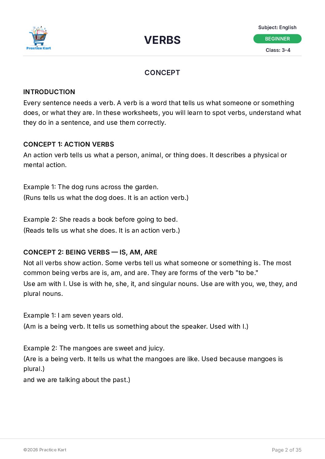 English – Verbs – Beginner Pack