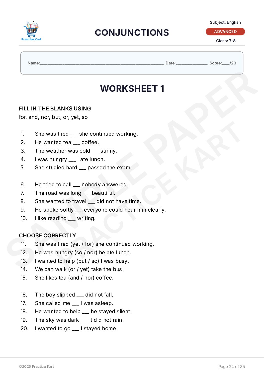 English Conjunctions Free Sample - Image 2