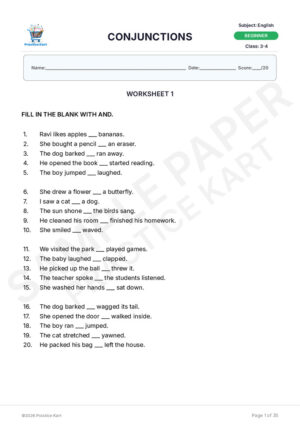 English Conjunctions Free Sample