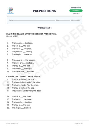 English Prepositions Free Sample