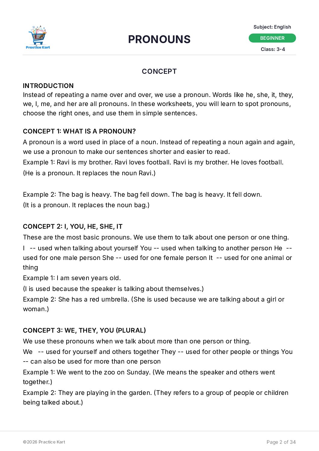 English Pronouns Complete Pack
