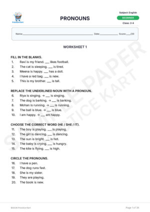 English Pronouns Free Sample