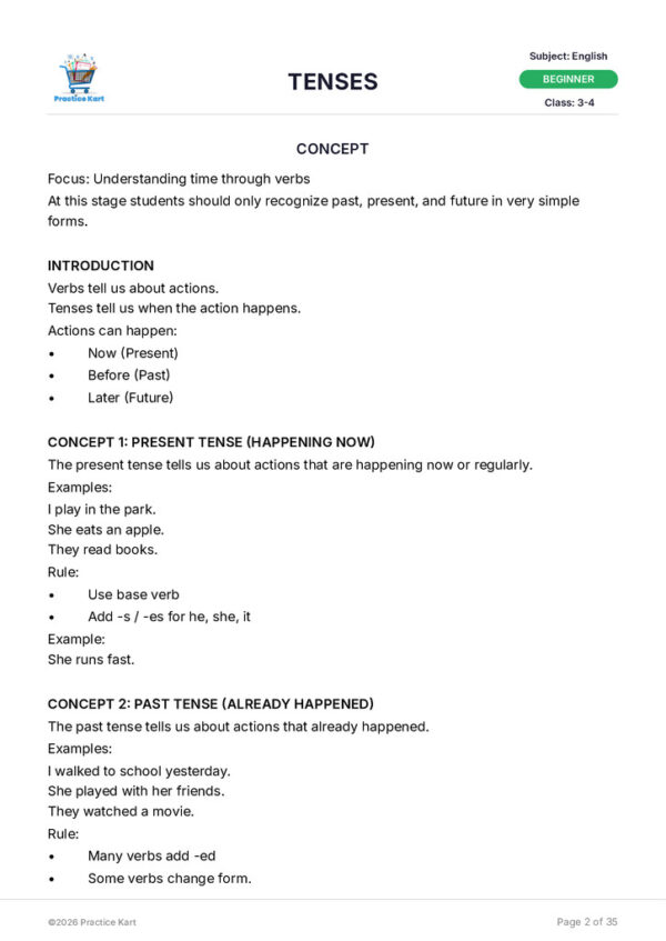 English – Tenses – Beginner Pack