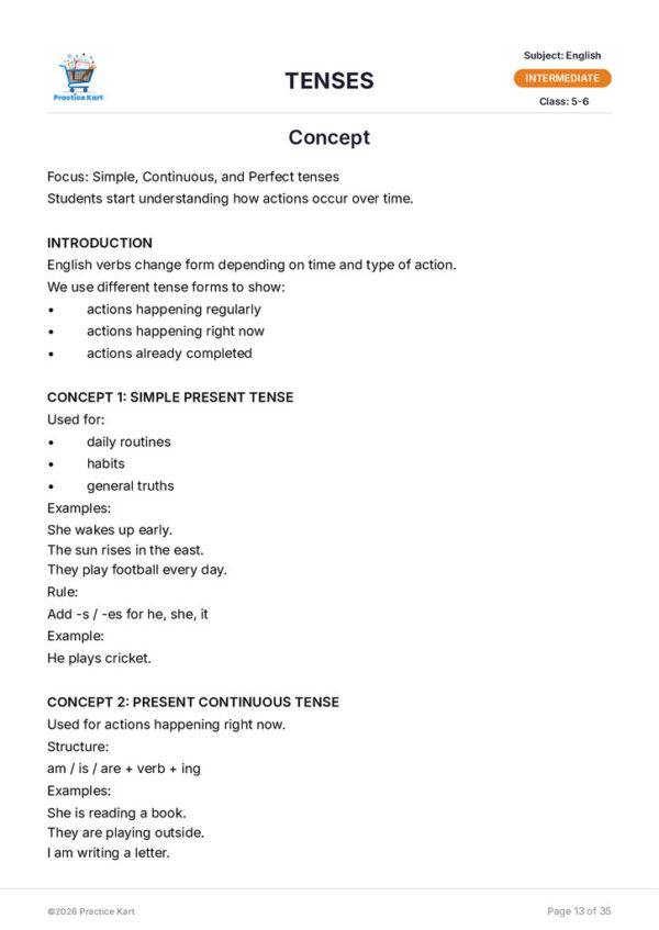 English – Tenses– Intermediate Pack