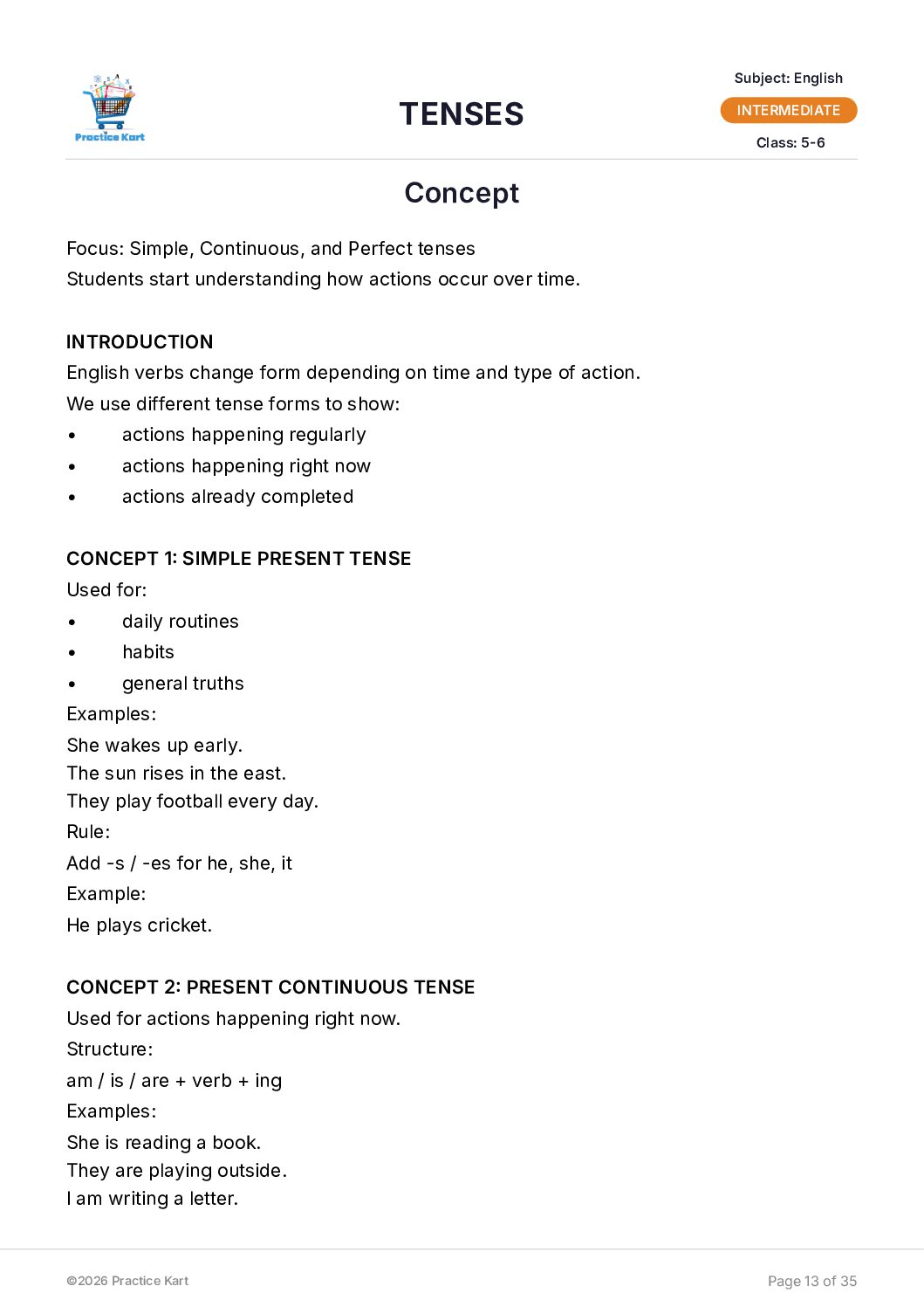 English – Tenses– Intermediate Pack