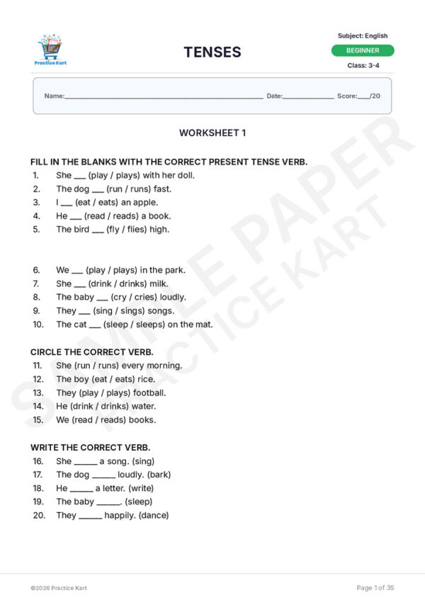 English – Tenses – Free Sample