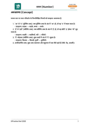 Hindi – Number (वचन) – Intermediate Pack