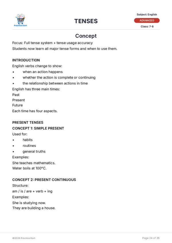 English – Tenses – Advanced Pack